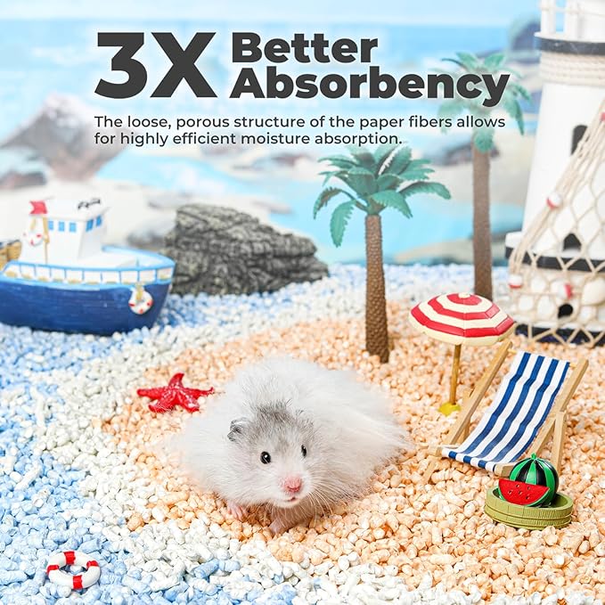 mini&moe Hamster Bedding Guinea Pig Bedding Paper Pellet Bedding: Odor Control & Moisture Absorbent Natural Paper Pellet Bedding - for Small Animal Guinea Pigs,Rabbits Bedding 1.98lbs