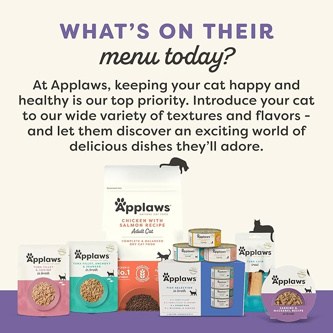 Applaws Natural Wet Cat Food in Gravy, Limited Ingredient Canned Wet Cat Food, No Additives, Made with Natural Ingredients, Variety Selection in Gravy Cans (24 x 2.47oz Cans)