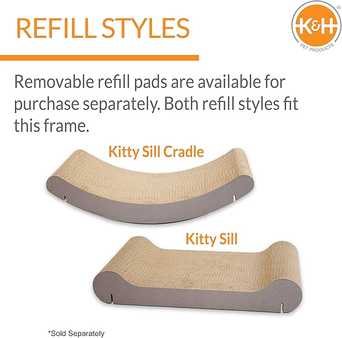 K&H Pet Products EZ Mount Cat Window Perch Kitty Sill Scratcher Cradle, Sturdy Window Perch for Large Cats, Steel Frame Scratcher Hammock with Strong Suction Cups for Glass - 20 X 11in Cardboard