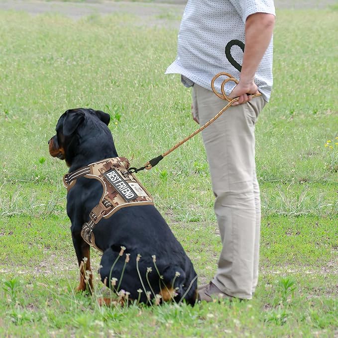 Heavy Duty Tactical Dog Harness for Large Dogs, No Pull Adjustable Pet Harness Reflective Service Training Easy Control Pet Vest Military K9 Working Dog Harnesses-X- Large, Desert Camo