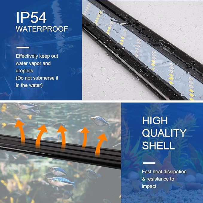 Led Aquarium Light, Full Spectrum Fish Tank Lights, 55/75 Gallon Freshwater Fishtank Hood Lighting for Grow Fish, Plants, Adjustable from 48 to 54 Inch