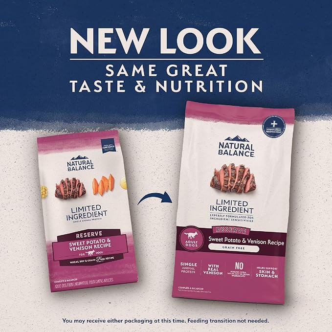 Natural Balance Limited Ingredient Adult Grain-Free Dry Dog Food, Reserve Sweet Potato & Venison Recipe, 22 Pound (Pack of 1)