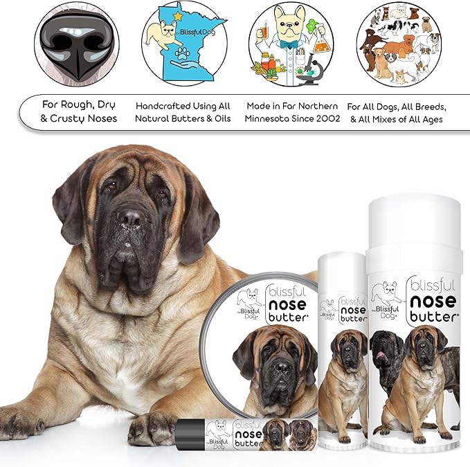 The Blissful Dog Mastiff Unscented Nose Butter - Dog Nose Butter, 2 Ounce