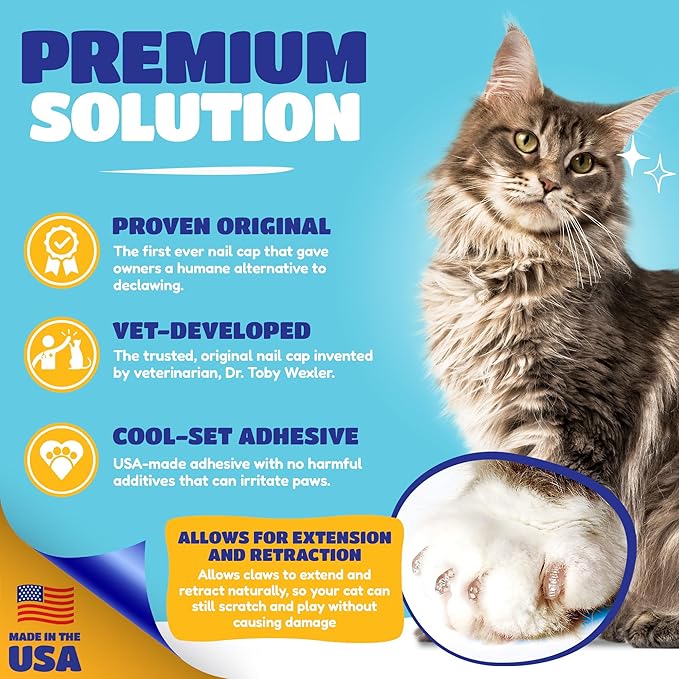 Soft Claws Cat Nail Caps for Medium Cats – (40 Caps, The Games) - Made in USA - Veterinarian-Developed | Protects Furniture & Skin - Easy to Apply, Long-Lasting Anti-Scratch Soft Cat Claw Covers