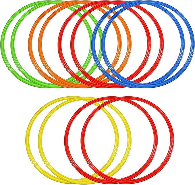 Libima Obstacle Course Ring Set Exercise Hoop Large Hoop Plastic Toys Playground Toys for Gymnastics Practice Party Games Educational Activities Holiday Decor, 5 Colors(12 Pcs,15.8 Inch)