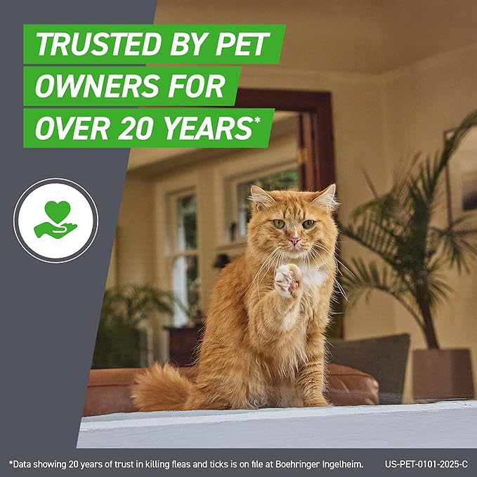FRONTLINE Plus Flea and Tick Treatment for Cats Over 1.5 lbs. 3 Treatments