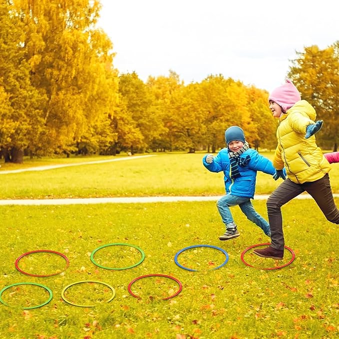 Libima Obstacle Course Ring Set Exercise Hoop Large Hoop Plastic Toys Playground Toys for Gymnastics Practice Party Games Educational Activities Holiday Decor, 5 Colors(12 Pcs,15.8 Inch)