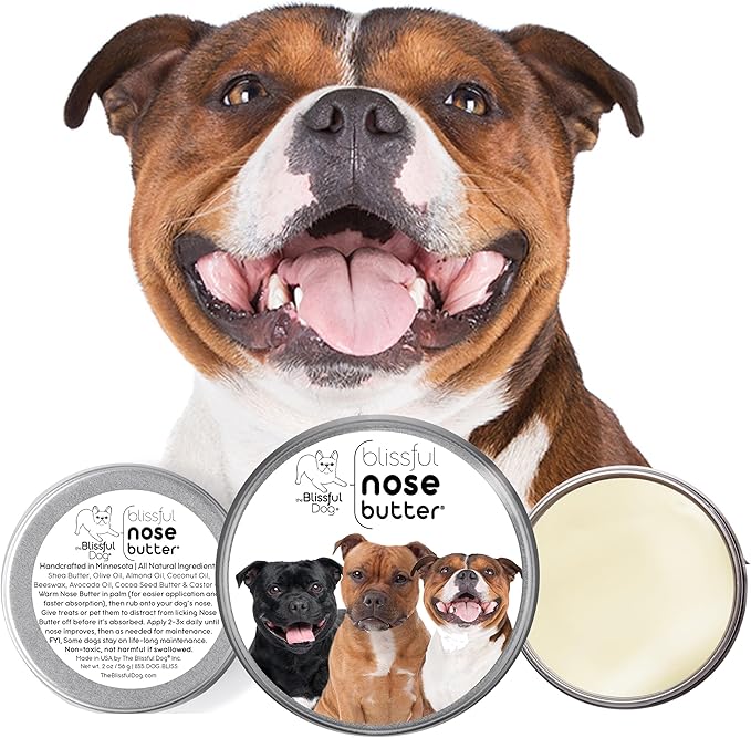 The Blissful Dog Staffordshire Pitbull Terrier Unscented Nose Butter - Dog Nose Butter, 4 Ounce