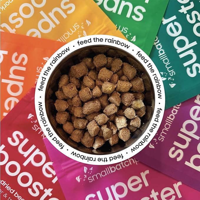 smallbatch Freeze Dried Dog Treats, Superfood Food Topper Pork Bites for Dogs & Cats, Probiotics, Organic Ingredients, High Protein, Grain Free Healthy Treat & Food Topper, Made in The USA, 7 oz Bag