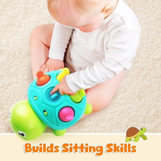 Vanmor Baby Toys 6–12 Months, Musical Turtle Infant Toy, Teething Toy with Music, Crawling Walking Toys for Babies, Early Learning Educational Toy with Light & Sound, for Newborns