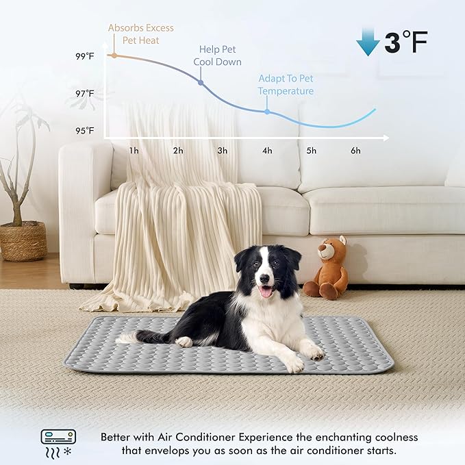 MICROCOSMOS Summer Cooling Mat & Sleeping Pad- Water Absorption Top, Materials Safe, Easy Carry, EZ Clean. Keep Cooling for Pets, Kids and Adults.(Grey, 36" x36")