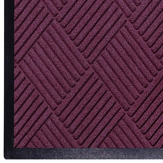 M+A Matting WaterHog Diamond | Commercial-Grade Entrance Mat with Rubber Border – Indoor/Outdoor, Quick Drying, Stain Resistant Door Mat (Bordeuax, 4' x 8')