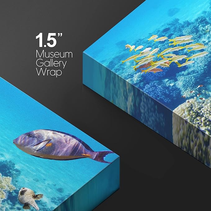 wall26 Canvas Print Wall Art Vibrant Teal Underwater Fish Coral Reef Nature Animals Photography Realism Rustic Scenic Landscape Wilderness Earth Colorful for Living Room, Bedroom, Office - 12"x18"
