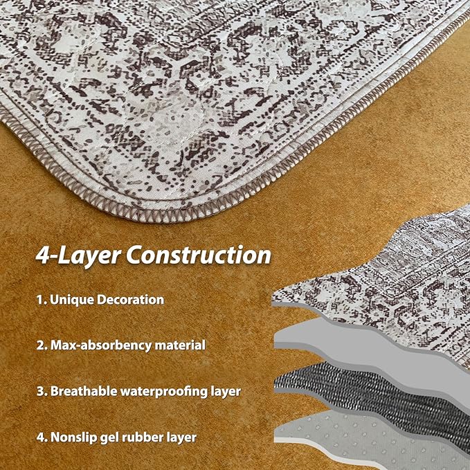 nunubaby Washable Pee Pads for Dogs, Stylish, Non-Slip and Leak-Proof Pee Pads. Reusable Potty Pads for Dogs for Crates and Floors.(Brown/Geo, 36" x36")