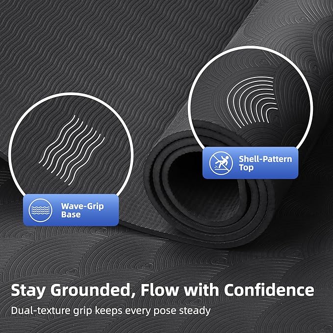 Extra Large Yoga Mat - 72"x35", 72"x48", 78"x57" - Wide TPE Exercise Mat for Home, Stretching, Couples & Family Workouts - 6-12mm Thick, Non-Slip & Waterproof - with Carry Bag and Straps