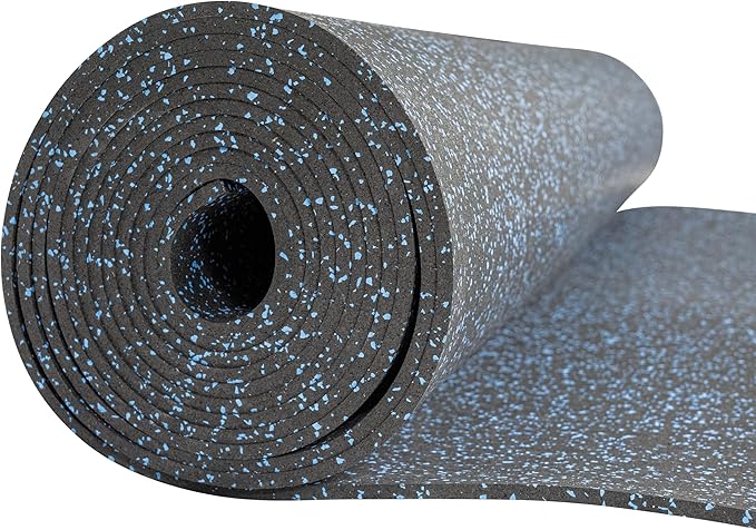 Playsafer Genaflex Rubber Gym Floor Mat, Heavy Duty Commercial Protective Gym Flooring Roll - 8mm Thick (10% Blue, 4' X 10')