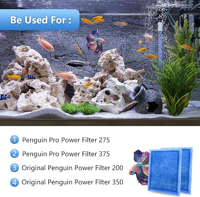 Aquarium Rite-Size C Filter Cartridges Compatible with PRO Power Filters 275/375,Power Filters 200/350 (6 Pack)