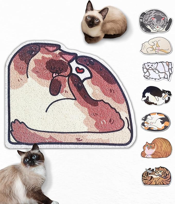 Lukamoo® Cute Cat Litter Mat (30’’x20’’), Large/L, for Kitty Litter & Cute Cat Litter Box, Litter Trapping Mat (Pointed, Cornered)