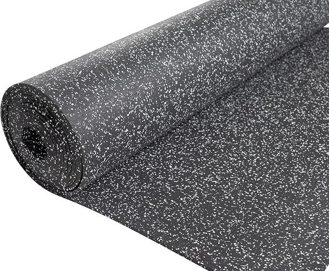 Playsafer Genaflex Rubber Gym Floor Mat, Heavy Duty Commercial Protective Gym Flooring Roll - 8mm Thick (10% Grey, 4' X 4')