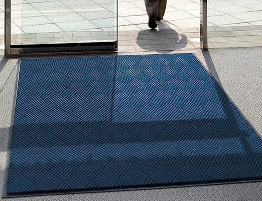 WaterHog Diamond | Commercial-Grade Entrance Mat with Rubber Border – Indoor/Outdoor, Quick Drying, Stain Resistant Door Mat (Navy, 4' x 10')