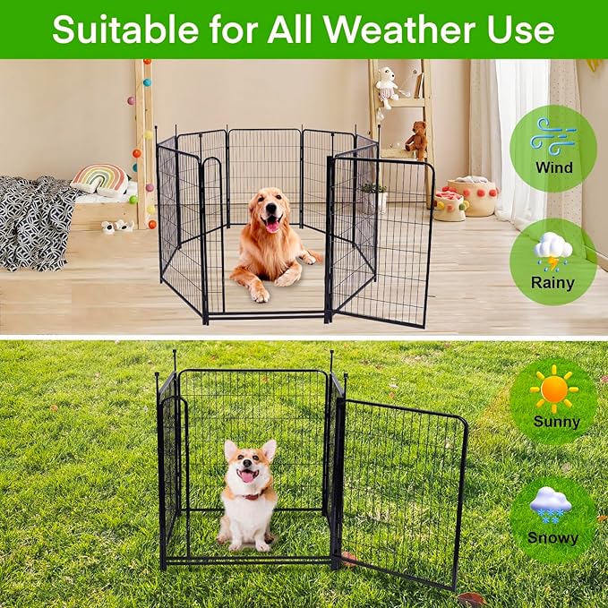 Garden Fencing 32 inch High, 12 Panels Total 26.6 Ft(L) Dog Fence Outdoor for Yard, Gate 21 Inches Wide with Low Sills. Fencing for Garden beds, Animal Barrier Fences, Rabbit Fence