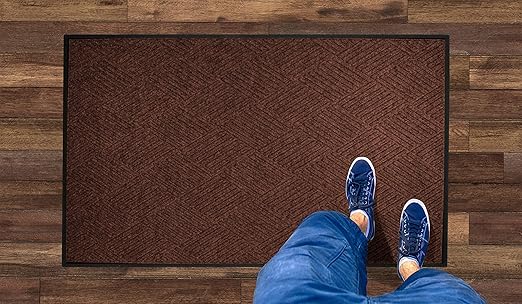 WaterHog Diamond | Commercial-Grade Entrance Mat with Rubber Border – Indoor/Outdoor, Quick Drying, Stain Resistant Door Mat (Dark Brown, 4' x 6')