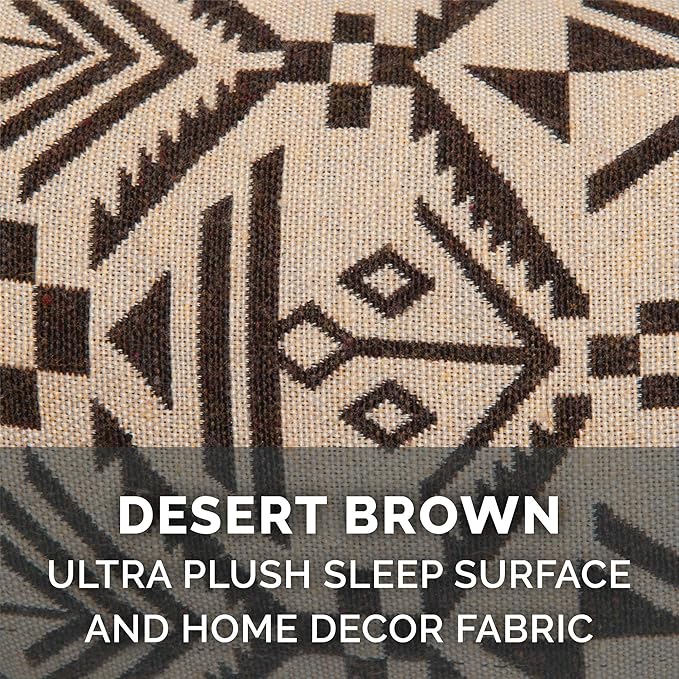 Furhaven Orthopedic Dog Bed for Large/Medium Dogs w/ Removable Bolsters & Washable Cover, For Dogs Up to 55 lbs - Plush & Southwest Kilim Woven Decor Sofa - Desert Brown, Large