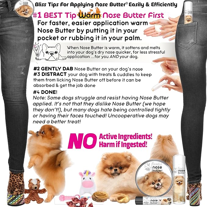 The Blissful Dog Pomeranian Nose Butter for Dry, Cracked Skin, Lick-Safe Dog Nose Balm with Moisturizing Shea Butter, Almond, Olive, and Essential Oils, Pet Supplies, Uncented, 0.50 oz.
