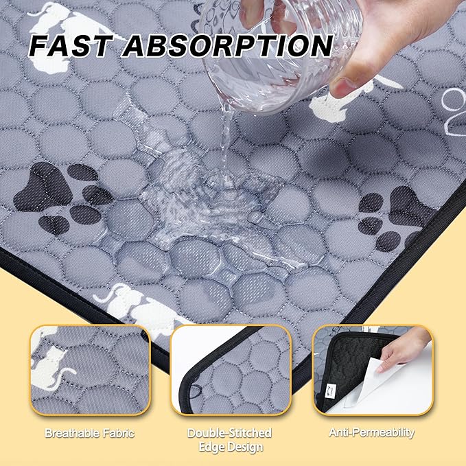 Washable Pee Pads for Dogs, 2 Pack Reusable Puppy Pads, Waterproof Pet Pee Pads for Dog Potty Training, Extra Large Dog Pee Pads for Crate, Playpen, and Whelping, Durable and Absorbent, Grey 24"x36"