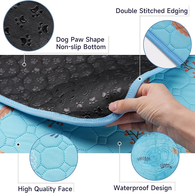 Sunheir Washable Pee Pads for Dogs Extra Large 48" x 60" 2-Pack, Reusable Puppy Pads Pet Training Pads for Dog Playpen Indoor, Waterproof Dog Pee Pads for Puppy Playpen, Whelping Pad - Sky Blue