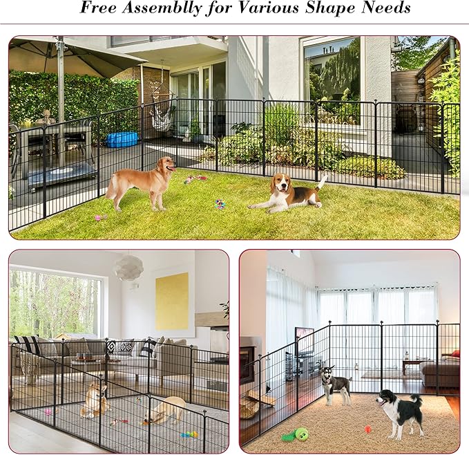 Dog Playpen 40 inch 8 Panels Dog Fence Outdoor for Yard, Indoor Dog Pen for Large/Medium/Small Dogs, Heavy Duty Puppy Playpen with Door Portable Pet Fence for RV Camping
