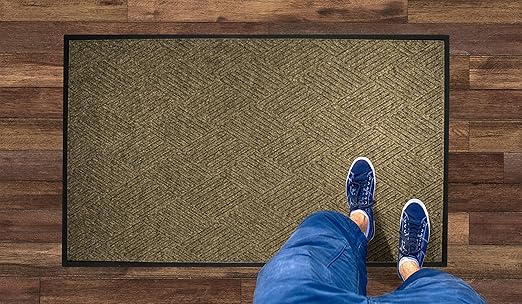 WaterHog Diamond | Commercial-Grade Entrance Mat with Rubber Border – Indoor/Outdoor, Quick Drying, Stain Resistant Door Mat (Camel, 3' x 4')