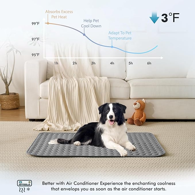 MICROCOSMOS Summer Cooling Mat & Sleeping Pad- Water Absorption Top, Materials Safe, Easy Carry, EZ Clean. Keep Cooling for Pets, Kids and Adults.(Drak Grey, 36" x24")
