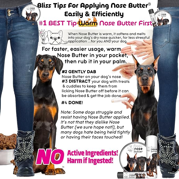 The Blissful Dog Doberman Nose Butter, Versatile Dog Nose Balm for Dry Nose, Handcrafted Nose Moisturizer, Easy-to-Apply Dog Essentials, Unscented, 2 oz.