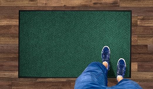 WaterHog Diamond | Commercial-Grade Entrance Mat with Rubber Border – Indoor/Outdoor, Quick Drying, Stain Resistant Door Mat (Evergreen, 3' x 10')