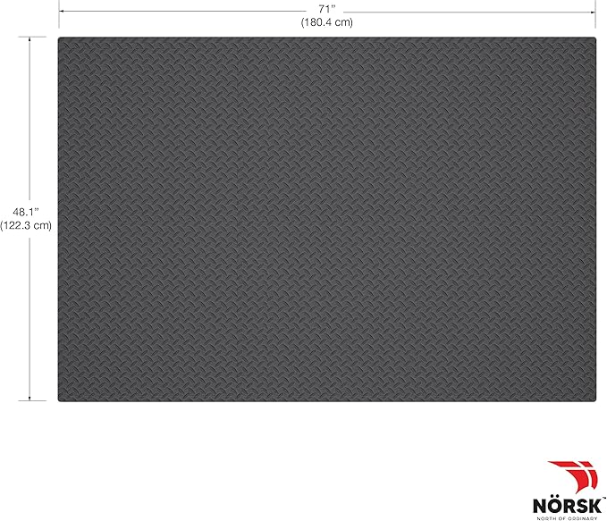 Norsk Foam Floor Gym Mats with Interlocking Tiles, .47" Thick, 24"x24", 36-Pack, 144 Square Feet, Diamond Plate Design, Grey