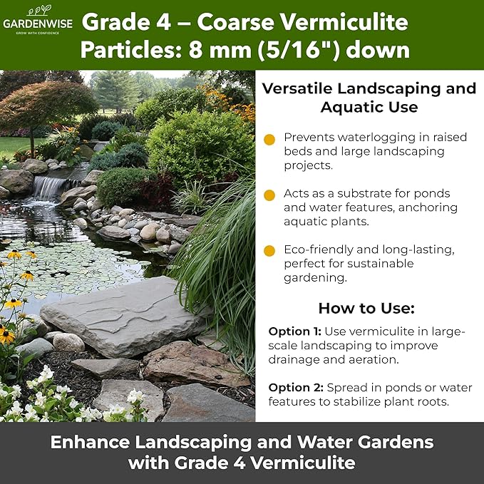 Organic Coarse Vermiculite for Indoor Gardening Plants and Mushrooms – Enhances Soil Aeration, Seed Germination, Rooting Cuttings – Small Packages and Bulk (Vermiculite Grade 4 – Coarse, 20 quarts)