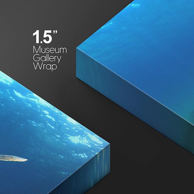 wall26 Canvas Print Wall Art Sea Turtle Gliding Through Sea Nature Ocean Photography Realism Nautical Scenic Relax/Calm Multicolor Ultra for Living Room, Bedroom, Office - 12"x18"