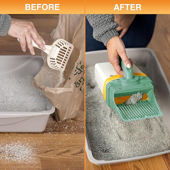 Neater Pet Brands Neater Scooper XL Cat Litter Scoop, 15 Refill Bags – Extra-Large Capacity Mess-Free Cat Litter Scooper with Bag for Large & Multiple Cats, Spill-Proof Litter Box Scooper with Holder