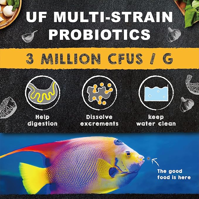 Ultra Fresh Marine Fish Food, 75% Sword Prawns + Squids, Natural Protein, Color Enhancement, for Large Saltwater Fish, Marine Shrimp Patties L 5.29oz
