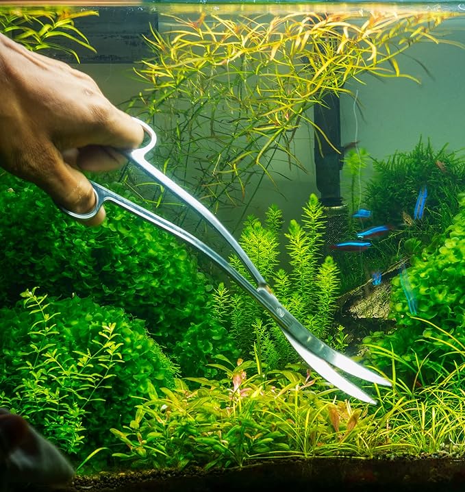 Mandala Crafts Black Stainless Steel Aquascaping Tools Kit – Aquarium Plant Tools with Tweezers, Spatula, and Scissors for Fish Tanks, Hospital Tanks, Goldfish Bowls, Aquariums, and Terrariums