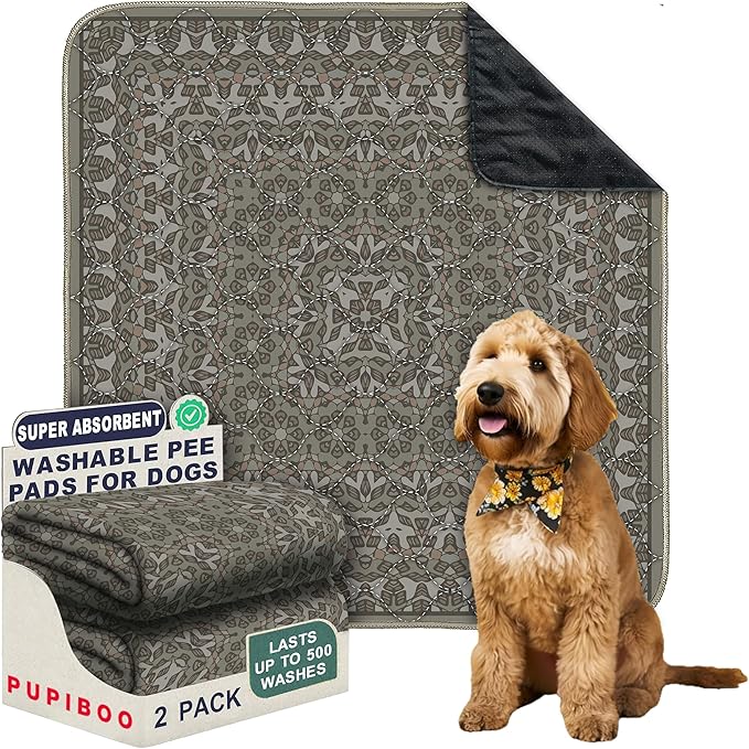 Washable Pee Pads for Dogs - Super Absorbent Reusable Puppy Training Pads - 100% Waterproof, Leak-Proof & Non-Slip Whelping Pads for Pet Housebreaking