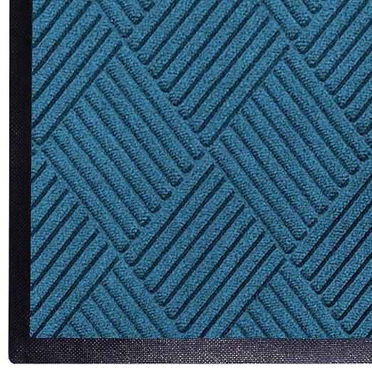M+A Matting WaterHog Diamond | Commercial-Grade Entrance Mat with Rubber Border – Indoor/Outdoor, Quick Drying, Stain Resistant Door Mat (Medium Blue, 2' x 3')