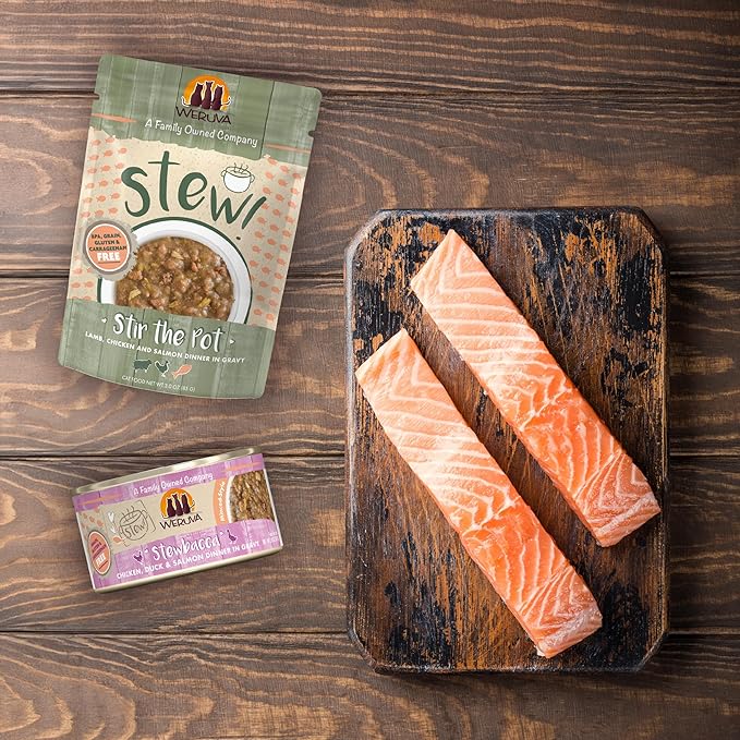 Weruva Classic Cat Stews!, Taco Stewsday with Beef, Chicken & Salmon in Gravy, 2.8oz Can (Pack of 12)