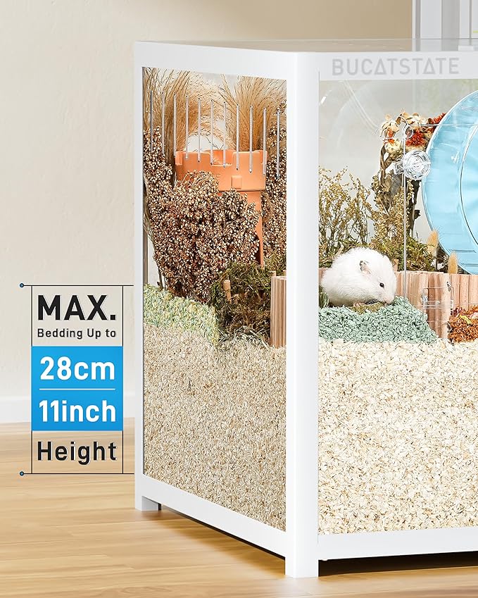 BUCATSTATE Hamster Cage 3.0: Metal Large Rat Cage Stackable with Top Access Easy Assemble 47L x 23.6W x 25.5H Inches Dwarf Syrian Hamster Tank for Gerbil Mouse (7.8 ft², White)
