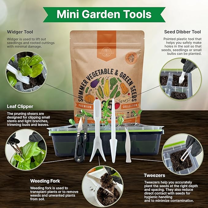 Organo Republic 25 Summer Vegetable Garden Seed Variety Pack - 6,510+ Non-GMO Heirloom Veggie & Greens Seeds for Outdoors & Indoor Home Garden, Including Collards, Pepper, Okra, Onion, Bean, Cucumber