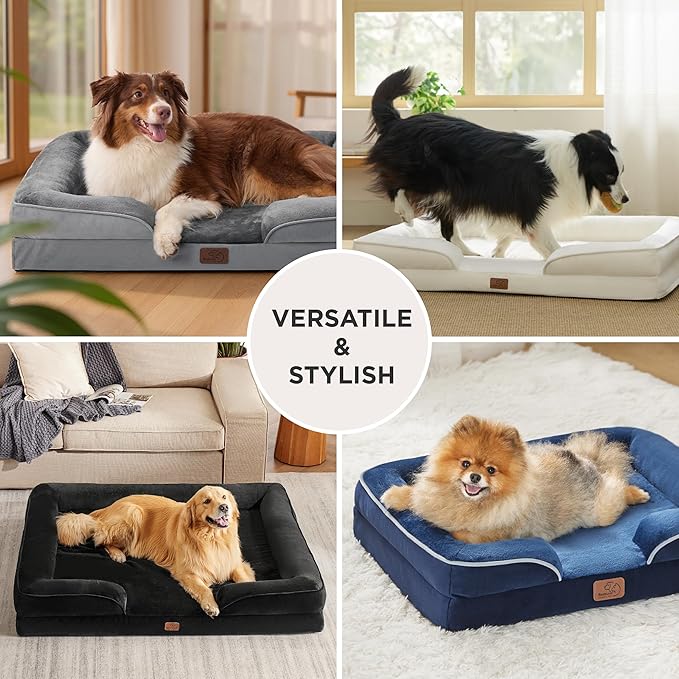 Bedsure Orthopedic Dog Bed for Extra Large Dogs - XL Washable Dog Sofa Beds Large, Supportive Foam Pet Couch Bed with Removable Washable Cover, Waterproof Lining and Nonskid Bottom, Brown