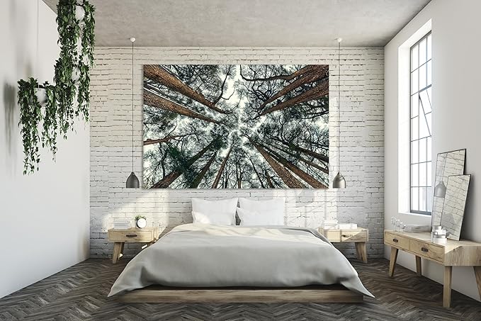 Nature Wall Art Prints - Ocean Forest Mountain Lake Canvas Landscapes - Small to Extra Large Living Room Bedroom Kitchen Bathroom Décor (Trees and Sky, 31L" x 47W")