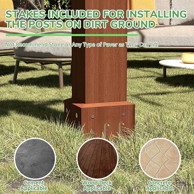 MUPATER 10×10 FT Wooden Pergola with Roof, Wood Pergola Kit with Stakes, Outdoor Shelter Structure for Climbing Plant Support, All-Season Durability, Shade for Patio, Backyard, Deck, Lawn