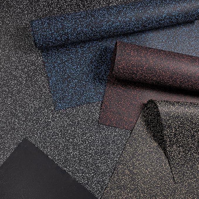 Playsafer Genaflex Rubber Gym Floor Mat, Heavy Duty Commercial Protective Gym Flooring Roll - 8mm Thick (10% Red, 4' X 15')